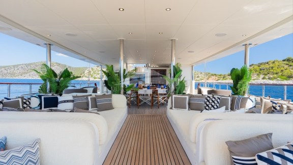 Shaded lounge on sundeck