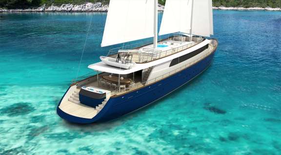 S/Y DALMATINO - Rendering stern view