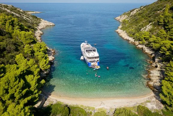 Private Beach With A Yacht