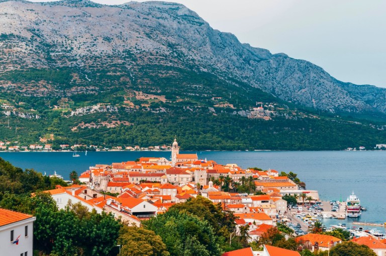 View of Korcula old town yacht charter location