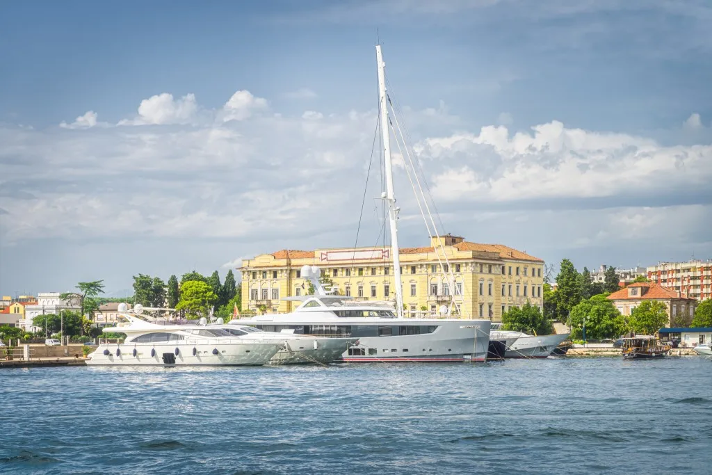 Yachts moored on the quay in Zadar, Croatia