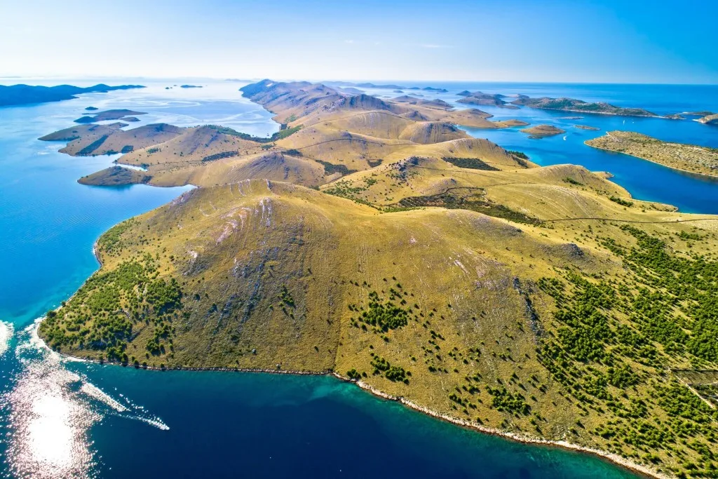 Aerial of Kornati National Park, Croatia