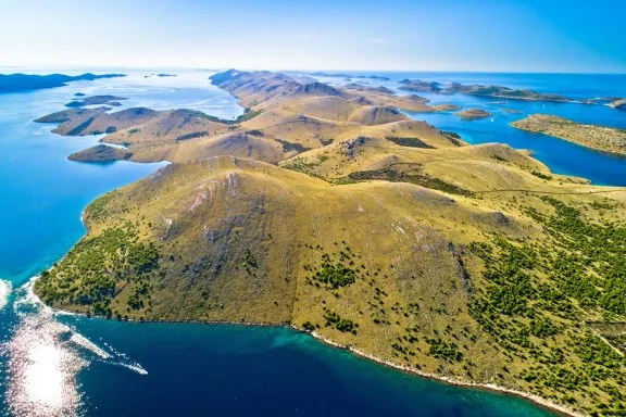 Aerial of Kornati National Park, Croatia