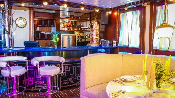 Bar, Luxury Sailing Yacht Running on Waves