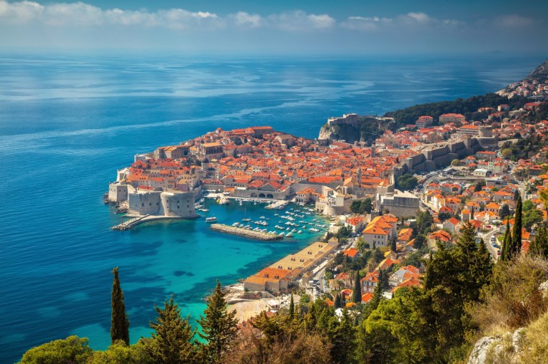 Overlooking Dubrovnik harbour and yacht marina