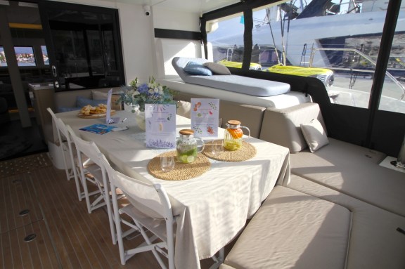 Lagoon Catamaran Agenda 55 Dining Area on Back Deck