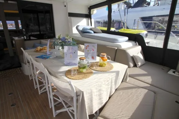 Lagoon Catamaran Agenda 55 Dining Area on Back Deck