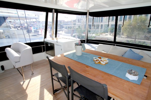 Dining Area on the Flybridge onboard Lagoon Catamaran Agenda 55