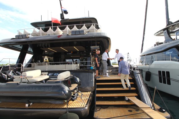 69-foot Sunreef Catamaran Amber One: Stepping aboard from the Dock