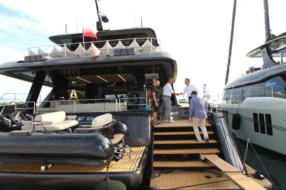 69-foot Sunreef Catamaran Amber One: Stepping aboard from the Dock