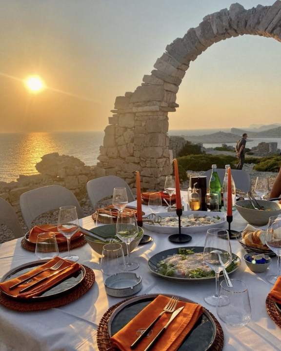 Lady Gita's Special Dinner at an old movie set on top of a deserted island