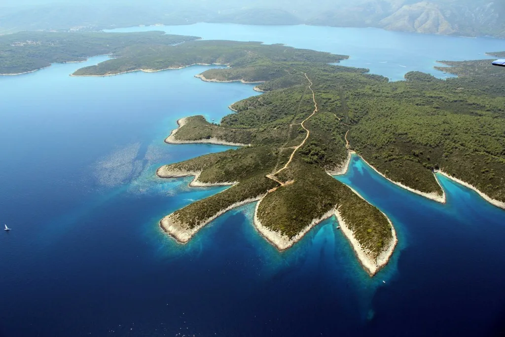 Aerial view of Scedro Island, Croatia.