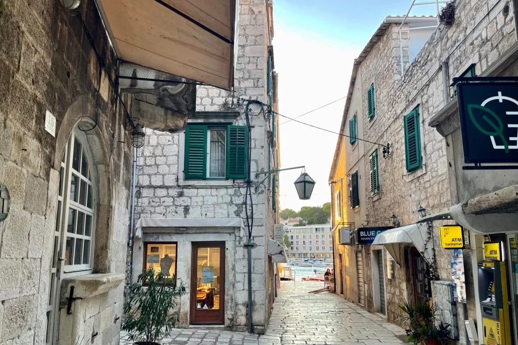 Hvar old town cobbled stone streets