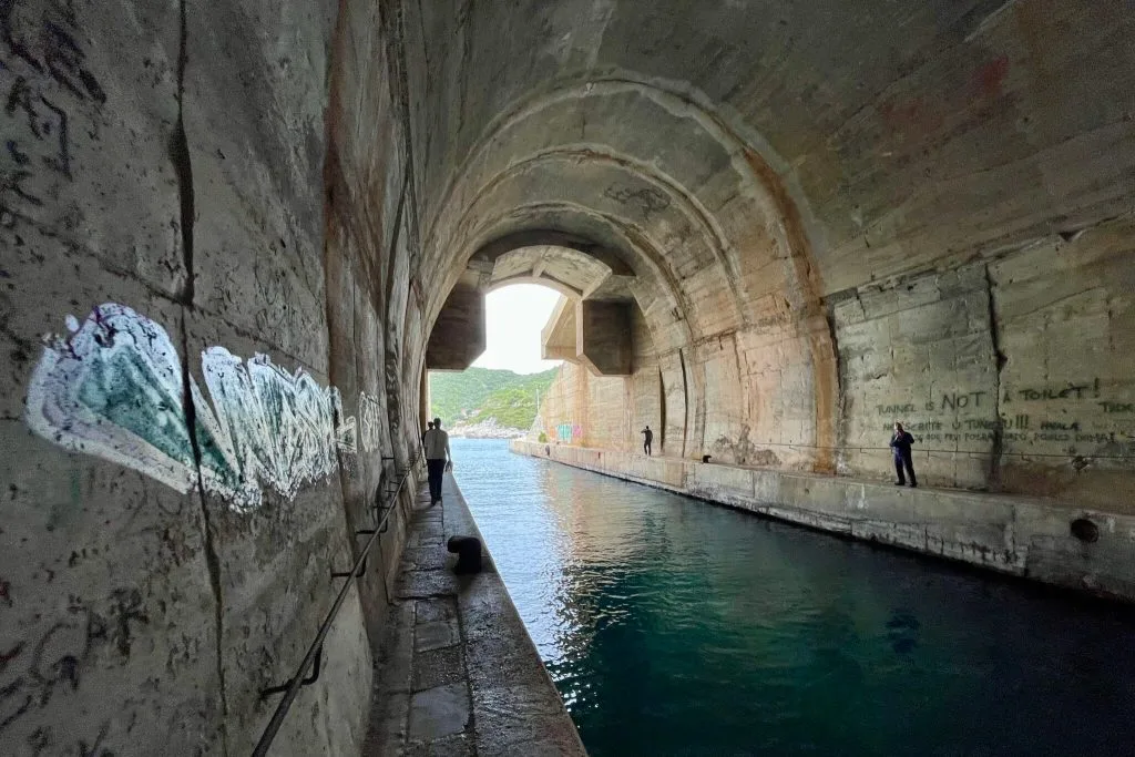 Inside the old warship bunkers on Vis Island