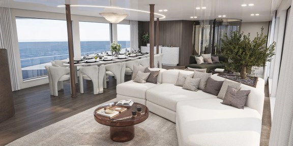 BELLO Luxury Charter Yacht Custom 54M Main Deck Salon