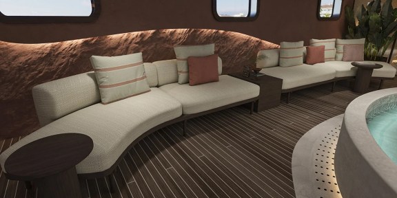 BELLO Luxury Charter Yacht Custom 54M Indoor Jacuzzi Seating Area