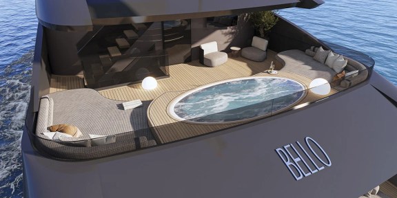 BELLO Luxury Charter Yacht Custom 54M Aerial View Jacuzzi