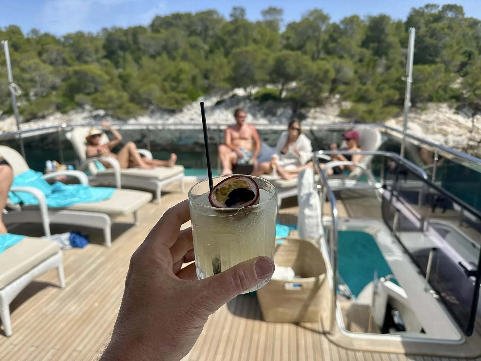 Sunbathing on flybridge