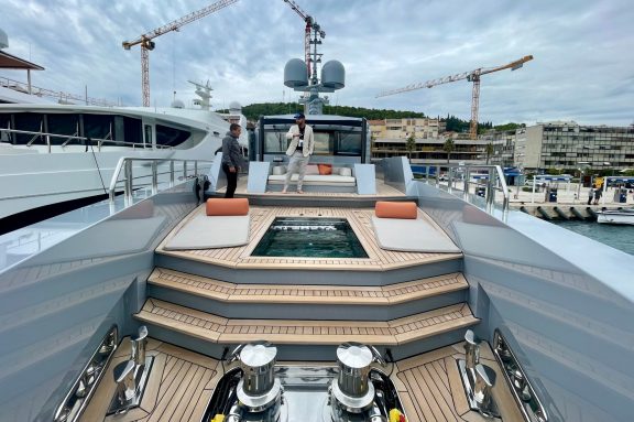 Superyacht CARMEN foredeck and jacuzzi