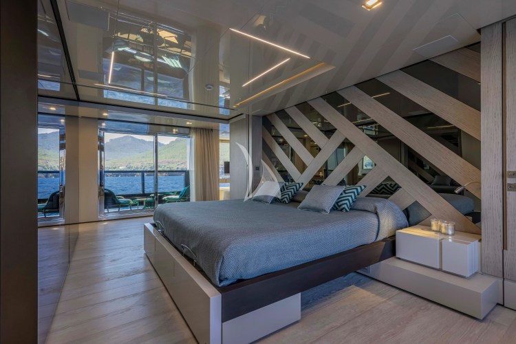 Full beam master stateroom with private balcony