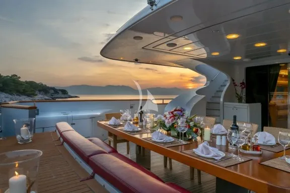 Dining area by sunset