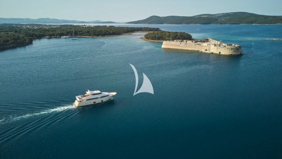 Navetta 26 Friend's Boat cruising by St Nicholas Fortress in Sibenik
