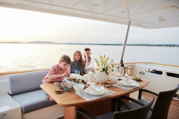 Friend's Boat Family dining Aft deck