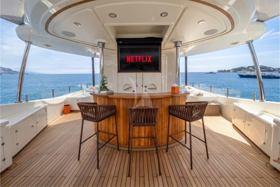 Sun deck bar area with TV