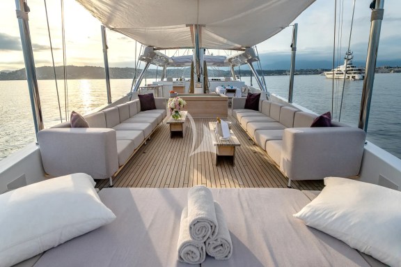 Flybridge lounging area