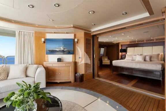 Upper Deck Master Cabin Salon - can be totally separated by the Master cabin with a door