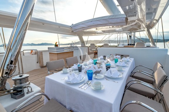 Flybridge dining area