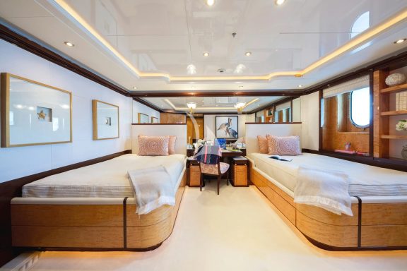 Two Double Beds in Guest Stateroom, lower deck