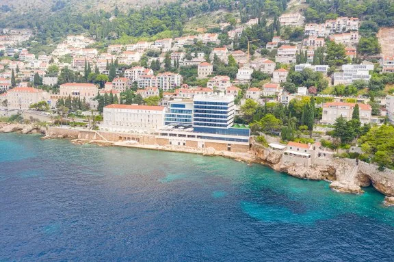 Aerial view of Hotel Excelsior on the Dubrovnik coastline