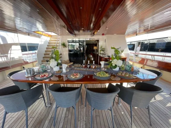 Aft Deck Dining Luxury Motorsailer Son de Mar