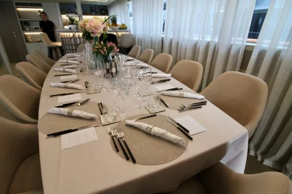 Main Saloon Dining on luxury motorsailer NOCTURNO in Croatia