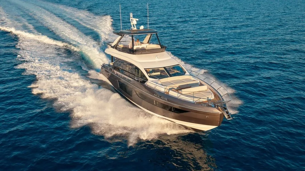 AGLAYA, a 2023 Azimut of 66 feet, under way in Croatia