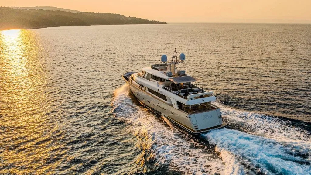 KLOBUK under way at sunset in Croatia