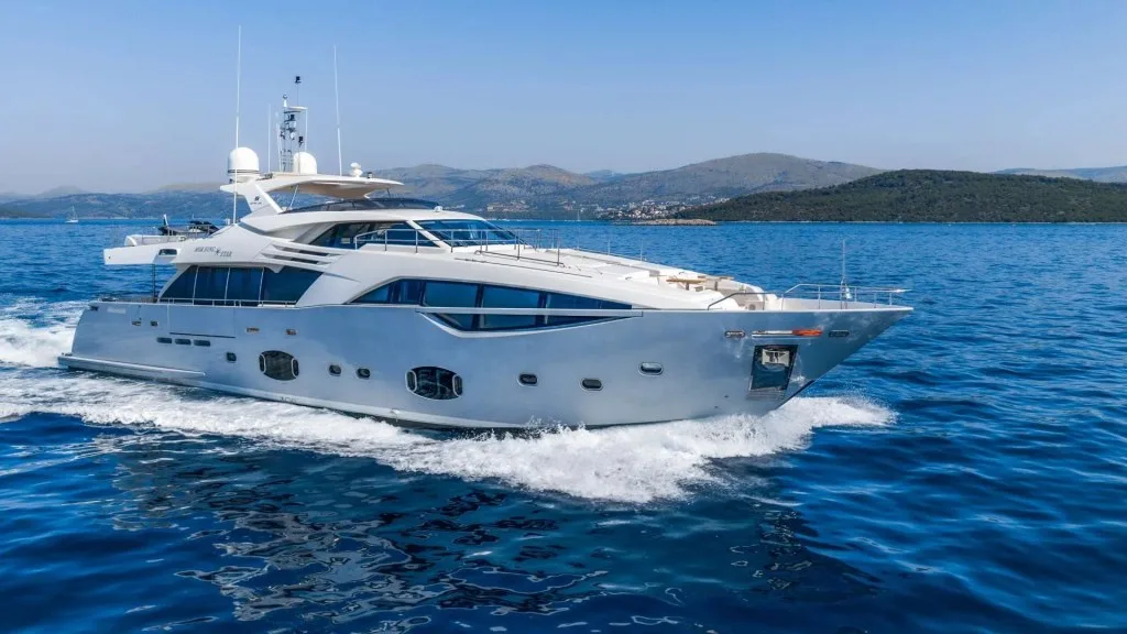 MORNING STAR, a 100 foot Ferretti refitted in 2025, under way in Croatia