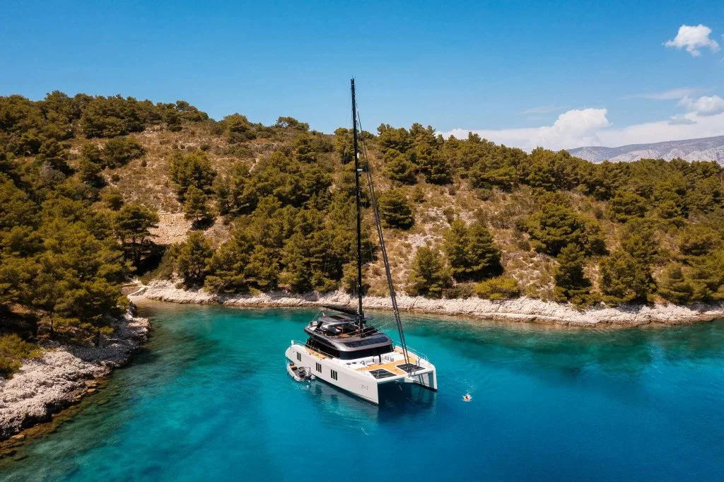 N+1, a 2024 Sunreef 70 catamaran, at anchor in Croatia
