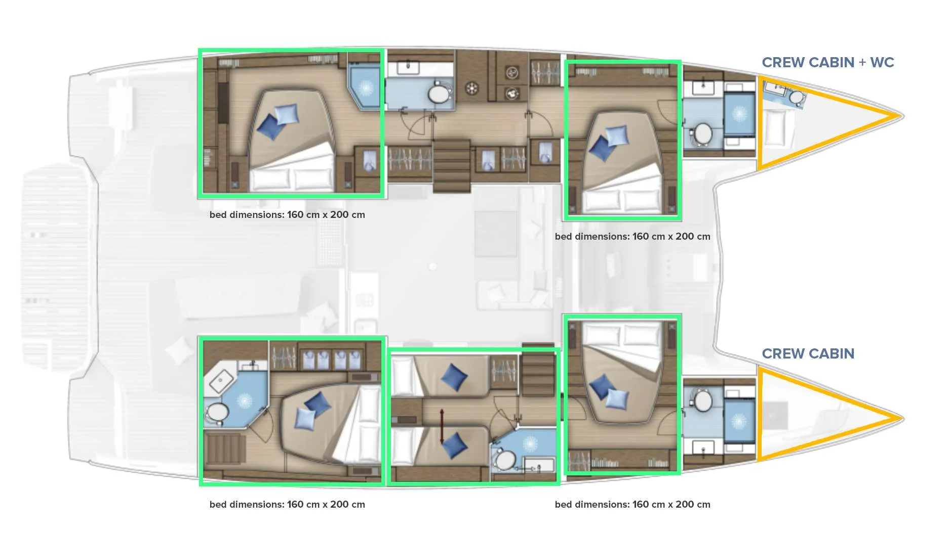 Layout of ADRIATIC PEARL (Lagoon 55)